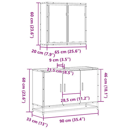 Set Mobili da Bagno 2 pz Grigio Sonoma in Legno Multistrato | homemem39