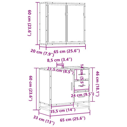 Set Mobili da Bagno 2 pz Rovere Sonoma in Legno Multistrato | homemem39