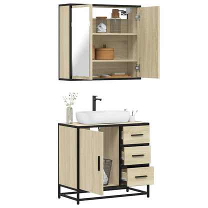 Set Mobili da Bagno 2 pz Rovere Sonoma in Legno Multistrato | homemem39