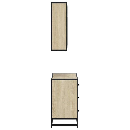 Set Mobili da Bagno 2 pz Rovere Sonoma in Legno Multistrato