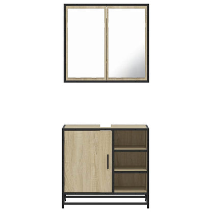 Set Mobili da Bagno 2 pz Rovere Sonoma in Legno Multistrato | homemem39