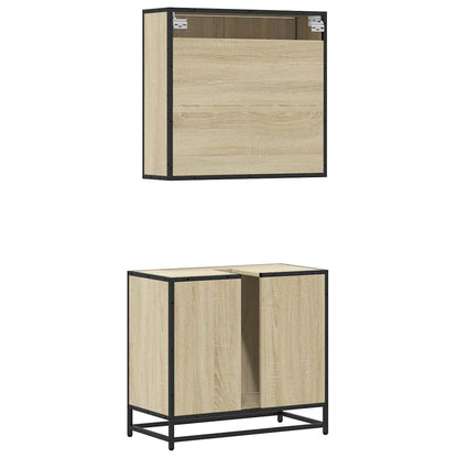 Set Mobili da Bagno 2 pz Rovere Sonoma in Legno Multistrato | homemem39