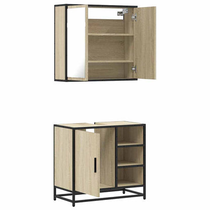 Set Mobili da Bagno 2 pz Rovere Sonoma in Legno Multistrato | homemem39