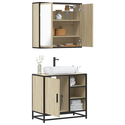 Set Mobili da Bagno 2 pz Rovere Sonoma in Legno Multistrato | homemem39