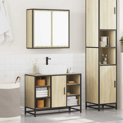 Set Mobili da Bagno 2 pz Rovere Sonoma in Legno Multistrato | homemem39