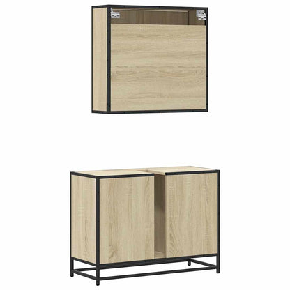 Set Mobili da Bagno 2 pz Rovere Sonoma in Legno Multistrato | homemem39
