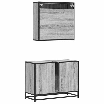 Set Mobili da Bagno 2 pz Grigio Sonoma in Legno Multistrato | homemem39