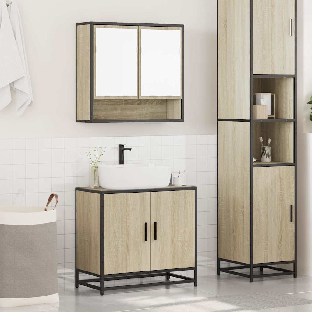 Set Mobili da Bagno 2 pz Rovere Sonoma in Legno Multistrato | homemem39