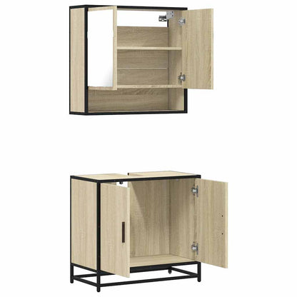 Set Mobili da Bagno 2 pz Rovere Sonoma in Legno Multistrato | homemem39