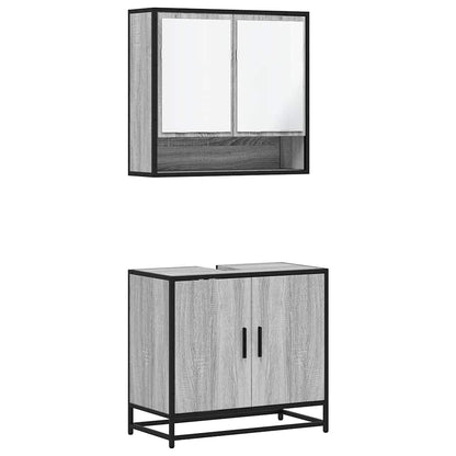 Set Mobili da Bagno 2 pz Grigio Sonoma in Legno Multistrato | homemem39