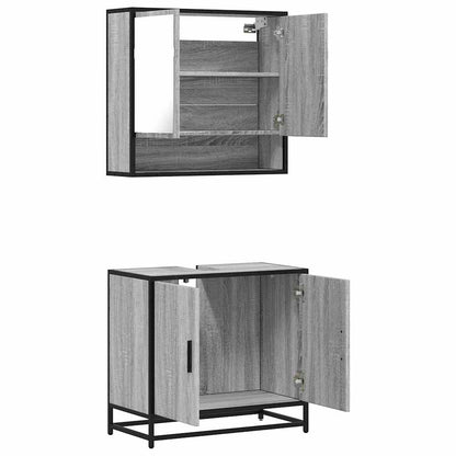 Set Mobili da Bagno 2 pz Grigio Sonoma in Legno Multistrato | homemem39