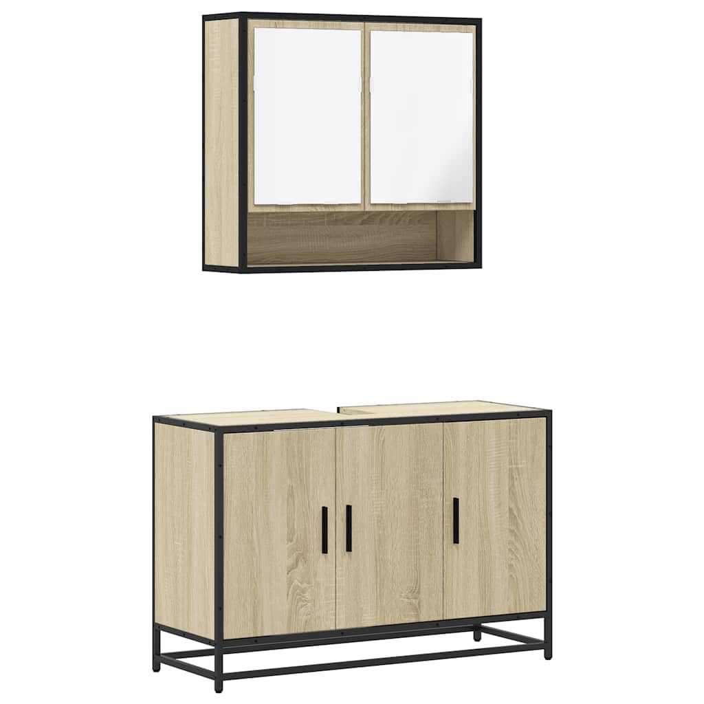 Set Mobili da Bagno 2 pz Rovere Sonoma in Legno Multistrato | homemem39