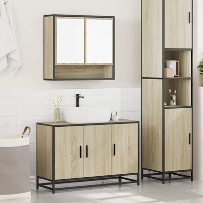 Set Mobili da Bagno 2 pz Rovere Sonoma in Legno Multistrato | homemem39
