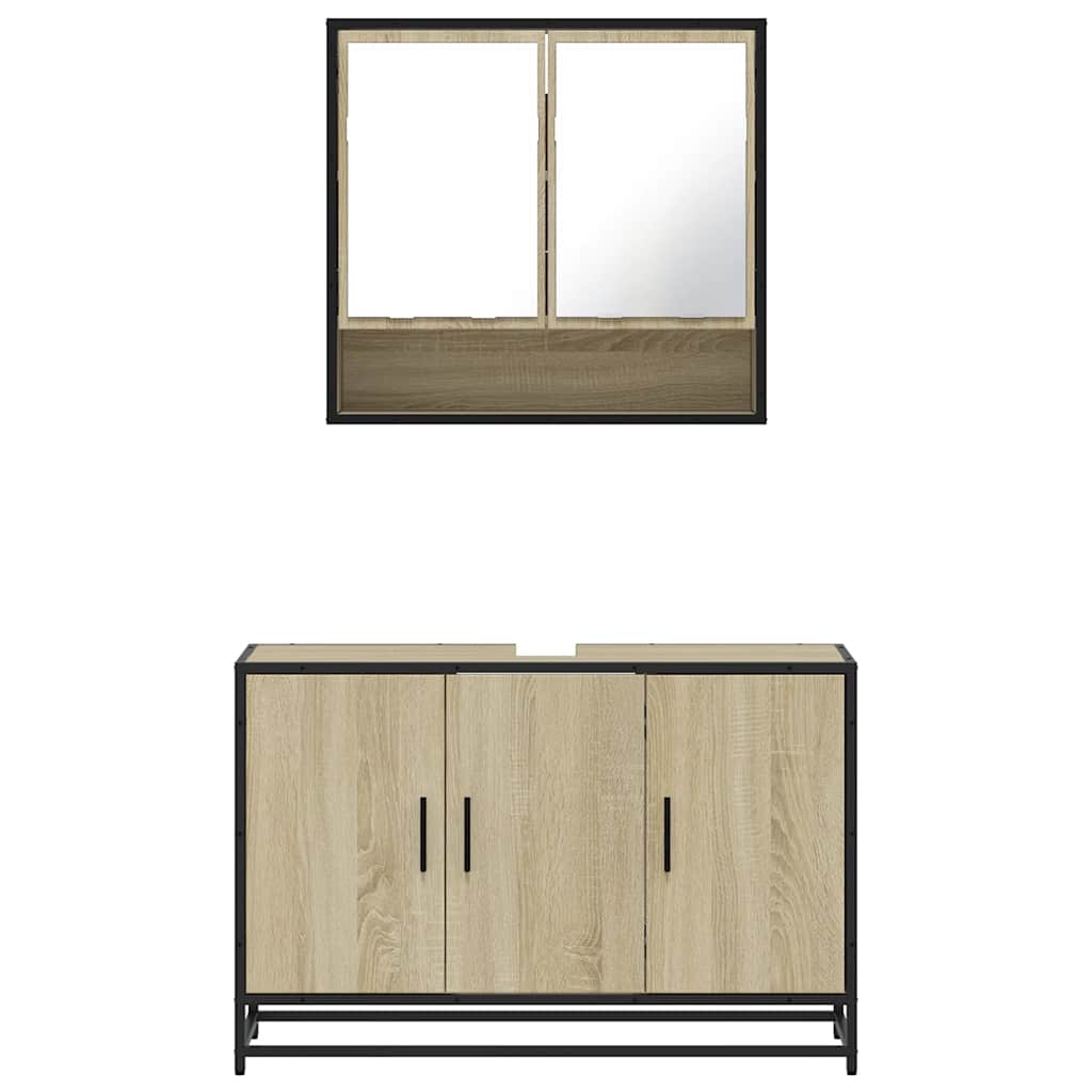 Set Mobili da Bagno 2 pz Rovere Sonoma in Legno Multistrato | homemem39