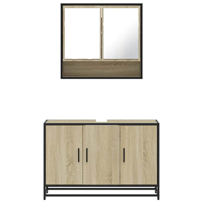 Set Mobili da Bagno 2 pz Rovere Sonoma in Legno Multistrato | homemem39