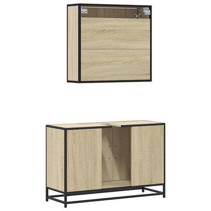 Set Mobili da Bagno 2 pz Rovere Sonoma in Legno Multistrato | homemem39