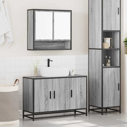 Set Mobili da Bagno 2 pz Grigio Sonoma in Legno Multistrato | homemem39