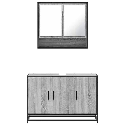 Set Mobili da Bagno 2 pz Grigio Sonoma in Legno Multistrato | homemem39