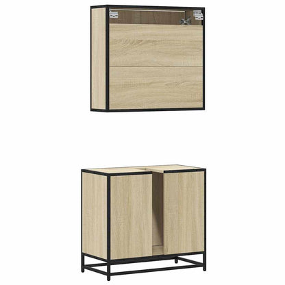 Set Mobili da Bagno 2 pz Rovere Sonoma in Legno Multistrato | homemem39