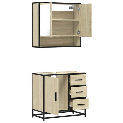 Set Mobili da Bagno 2 pz Rovere Sonoma in Legno Multistrato | homemem39