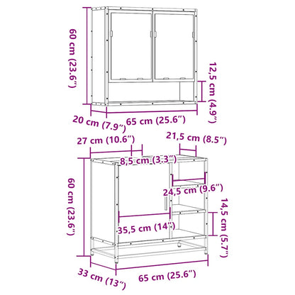 Set Mobili da Bagno 2 pz Rovere Sonoma in Legno Multistrato | homemem39