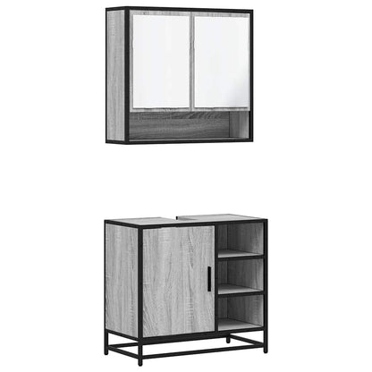 Set Mobili da Bagno 2 pz Grigio Sonoma in Legno Multistrato | homemem39