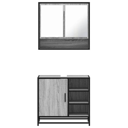Set Mobili da Bagno 2 pz Grigio Sonoma in Legno Multistrato | homemem39