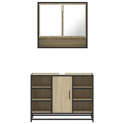 Set Mobili da Bagno 2 pz Rovere Sonoma in Legno Multistrato