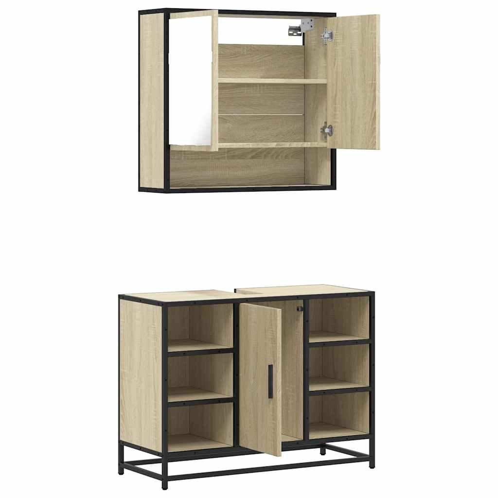 Set Mobili da Bagno 2 pz Rovere Sonoma in Legno Multistrato | homemem39