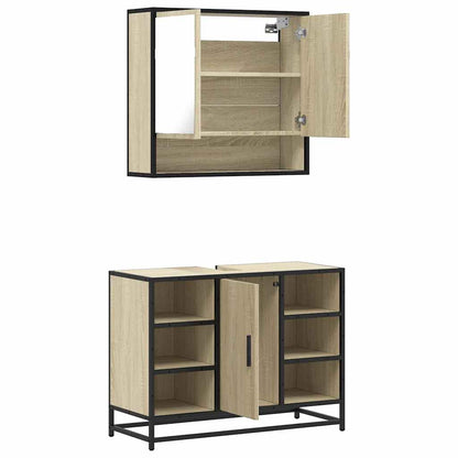 Set Mobili da Bagno 2 pz Rovere Sonoma in Legno Multistrato | homemem39