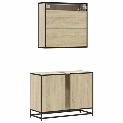 Set Mobili da Bagno 2 pz Rovere Sonoma in Legno Multistrato | homemem39