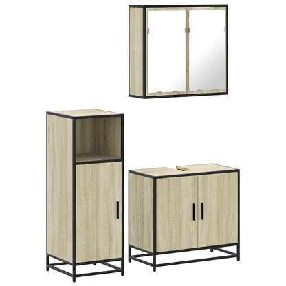 Set Mobili da Bagno 3 pz Rovere Sonoma in Legno Multistrato | homemem39