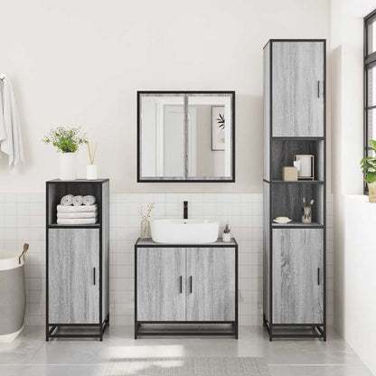 Set Mobili da Bagno 3 pz Grigio Sonoma in Legno Multistrato | homemem39
