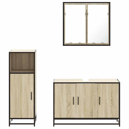 Set Mobili da Bagno 3 pz Rovere Sonoma in Legno Multistrato | homemem39