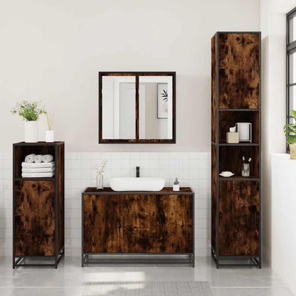 Set Mobili da Bagno 3 pz Rovere Fumo in Legno Multistrato | homemem39