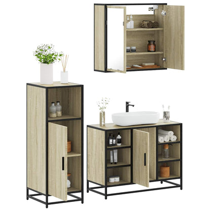 Set Mobili da Bagno 3 pz Rovere Sonoma in Legno Multistrato | homemem39