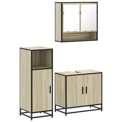 Set Mobili da Bagno 3 pz Rovere Sonoma in Legno Multistrato | homemem39