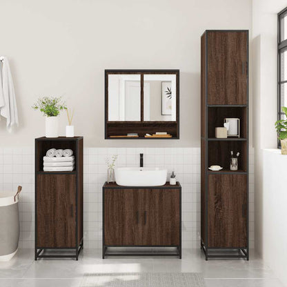 Set Mobili da Bagno 3 pz Rovere Marrone in Legno Multistrato | homemem39
