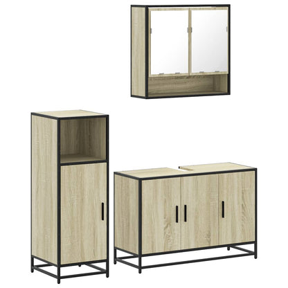 Set Mobili da Bagno 3 pz Rovere Sonoma in Legno Multistrato | homemem39