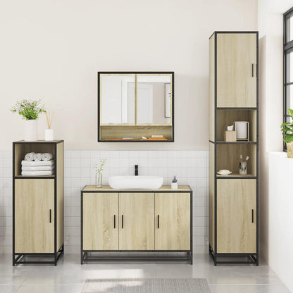 Set Mobili da Bagno 3 pz Rovere Sonoma in Legno Multistrato | homemem39
