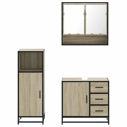 Set Mobili da Bagno 3 pz Rovere Sonoma in Legno Multistrato | homemem39
