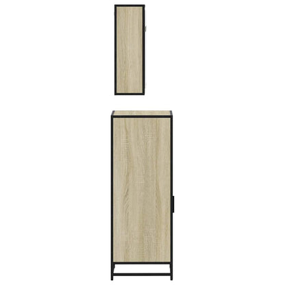 Set Mobili da Bagno 3 pz Rovere Sonoma in Legno Multistrato