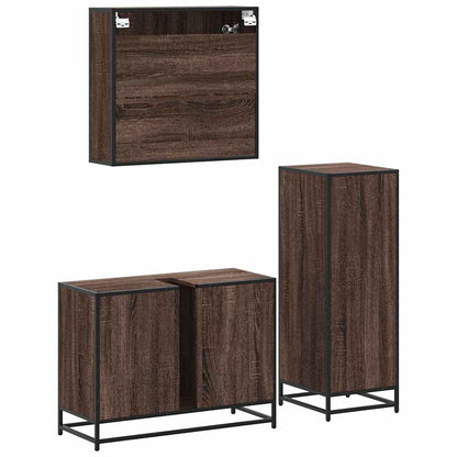 Set Mobili da Bagno 3 pz Rovere Marrone in Legno Multistrato | homemem39