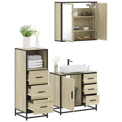 Set Mobili da Bagno 3 pz Rovere Sonoma in Legno Multistrato | homemem39