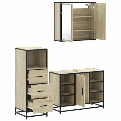 Set Mobili da Bagno 3 pz Rovere Sonoma in Legno Multistrato | homemem39