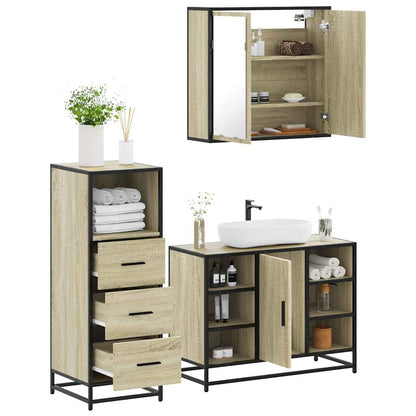 Set Mobili da Bagno 3 pz Rovere Sonoma in Legno Multistrato | homemem39