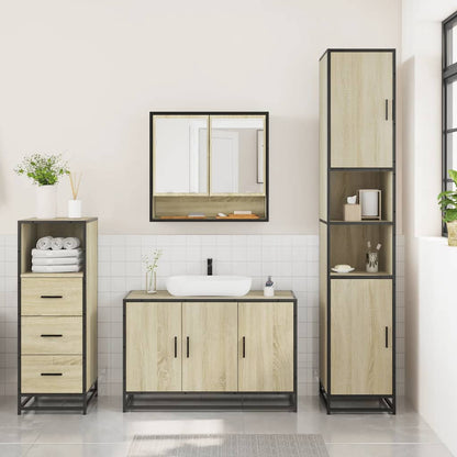 Set Mobili da Bagno 3 pz Rovere Sonoma in Legno Multistrato | homemem39