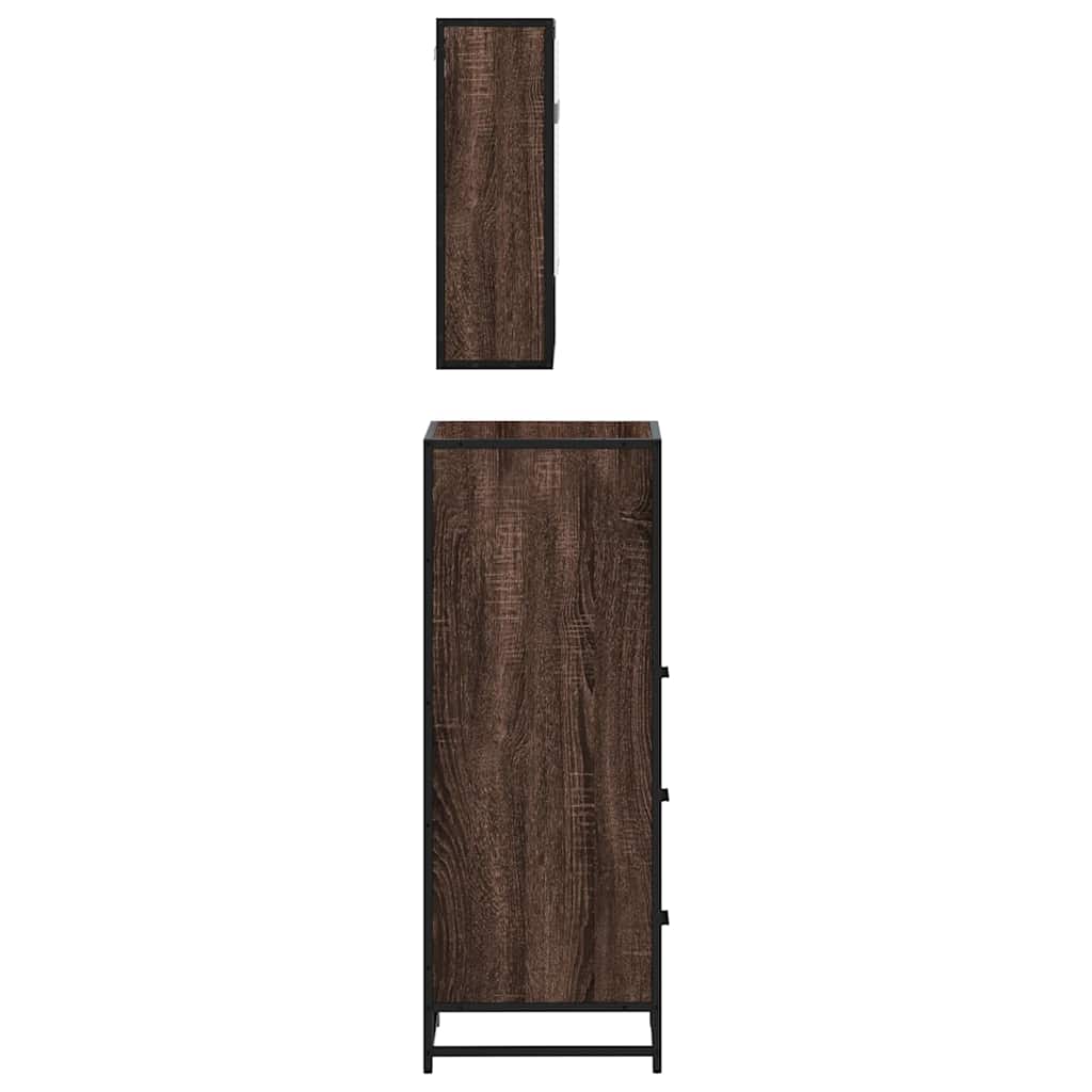 Set Mobili da Bagno 3 pz Rovere Marrone in Legno Multistrato | homemem39