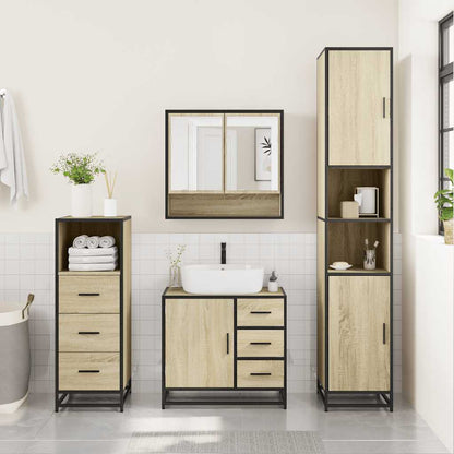 Set Mobili da Bagno 3 pz Rovere Sonoma in Legno Multistrato | homemem39
