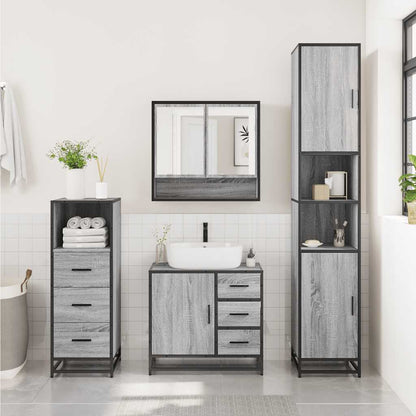 Set Mobili da Bagno 3 pz Grigio Sonoma in Legno Multistrato | homemem39